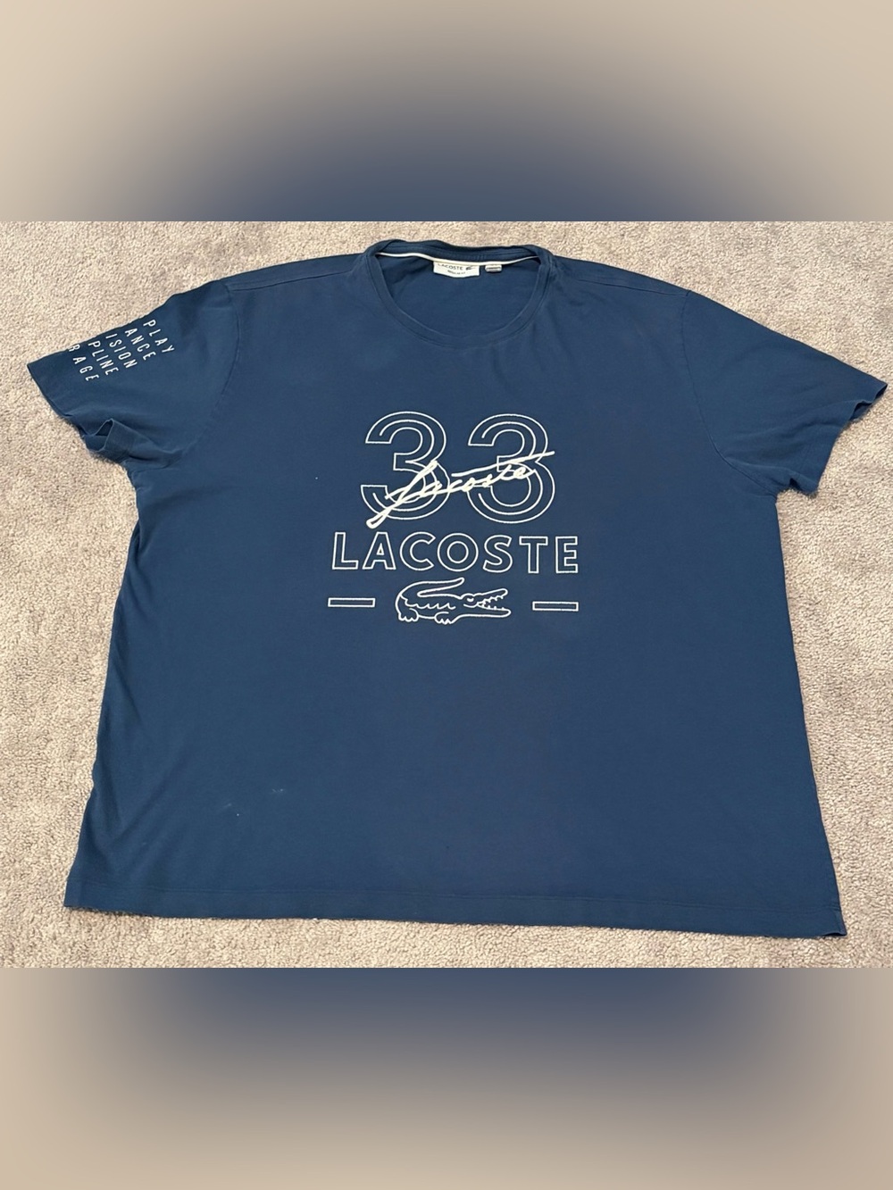 Lacoste Croc 33 Men’s Blue T Shirt Size FR 7 (2XL) Regular Fit